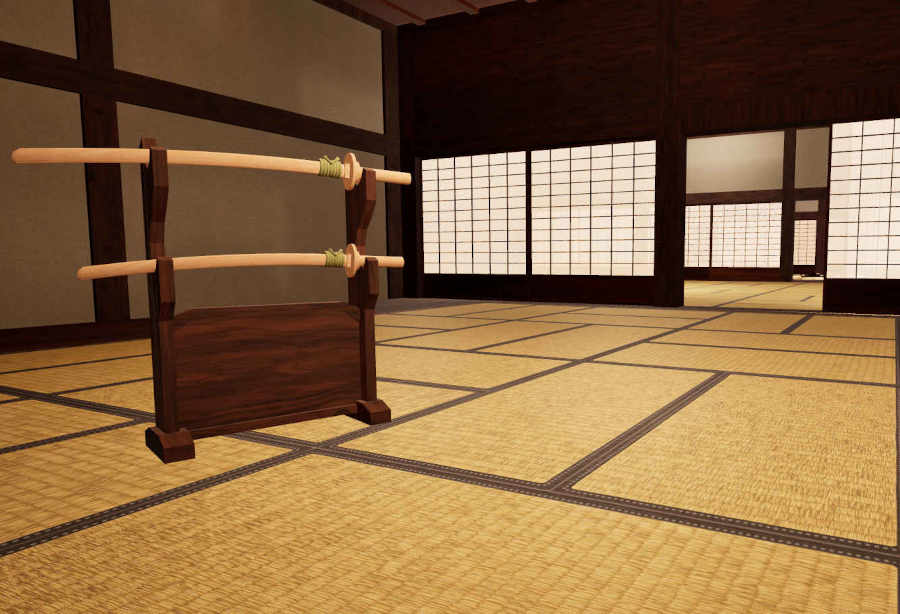 Screenshot of the VRyu dojo scene
