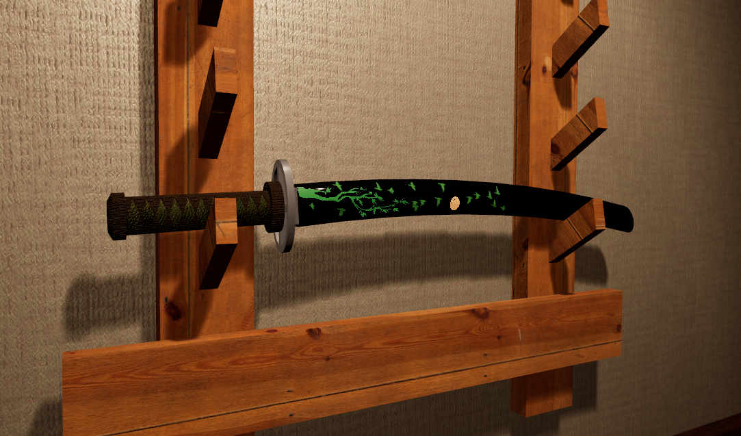Screenshot of the VR player slicing a watermelon